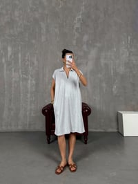 Gri V Polo Yaka Elbise Gaus00117GausELBİSEGU1001261