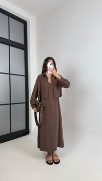 Acı Kahve Ayarlanabilir Askılı Elbise Gömlek İkili Tensel Takım Gaus00467GausTAKIMGU1002095