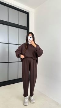 Acı Kahve Uzun Kol Kazak Beli Lastikli Pantolon İkili Modal Kumaş Takım GAUS-00135GAUSSuitsGAUS-00135