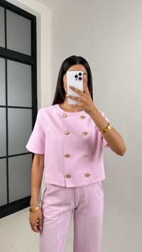 Pembe Önü Düğmeli Astarlı Yelek Cepli Pantolon İkili Keten Takım Gaus00670GausTAKIMGU1002547
