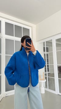 Saks Mavi Fermuarlı Cepli Polar Sweatshirt GAUS-02031GAUSSweatshirtGAUS-02031