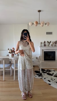 Ekru Muadil Şortlu Pullu Pantolon GAUS-01649GAUSPantsGAUS-01649