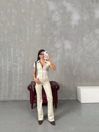 Milen Ekru Fermuarlı Gabardin TulumGausTULUMGU100467