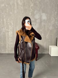 Sindo Kahve Peluş Deri Yelek CeketGausCEKETGU00903881