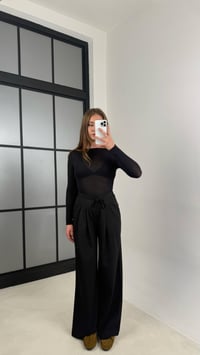 Siyah Beli Lastikli Pile Detaylı Kumaş Pantolon GAUS-00538GAUSPANTOLONGAUS-00538