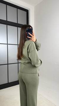 Yeşil Çift Fermuarlı Hırka Beli Lastikli Pantolon Triko Takım GAUS-01090GAUSTAKIMGAUS-01090