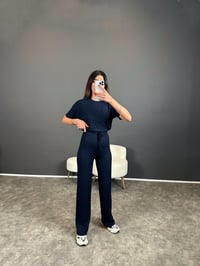 Gown Lacivert Fitilli İkili TakımGausTAKIMGU004348