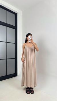 Taş Ayarlanabilir Askılı MD Muadil Astarlı Keten Elbise Gaus00474GausELBİSEGU1002108