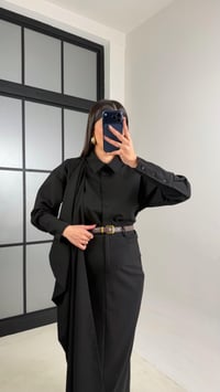 Siyah Manşet Kol Yakası Şallı Gömlek Etek Muadil Takım GAUS-01053 GAUS-01102GAUSTAKIMGAUS-01102