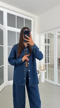 Lacivert Çıtçıt Düğmeli Gömlek Pantalon Denim Takım GAUS-01969GAUSSuitsGAUS-01969
