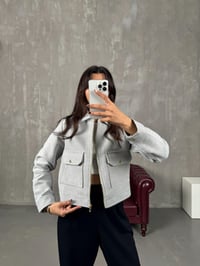 Ressa Gri Fermuarlı Astarlı Cepli Kaşe Muadil CeketGausCEKETGU00903783