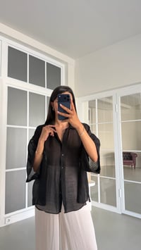 Siyah Kısa Kollu Transparan Gömlek GAUS-01699GAUS القمصان GAUS-01699