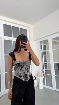 Gri Desenli Askılı Tasarım Korse GAUS-01864GAUSBlouseGAUS-01864
