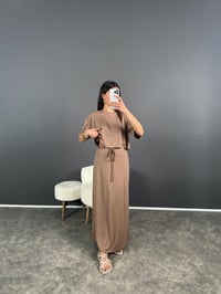 Creon Kahve Modal Kumaş Etekli Tshirt Takım GausTAKIMGU007957