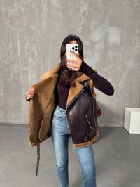 Sindo Kahve Peluş Deri Yelek CeketGausCEKETGU00903881