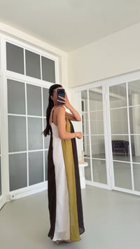 Çok Renkli Ayarlanabilir Askılı Astarlı Bloklu Elbise GAUS-01716GAUSELBİSEGAUS-01716