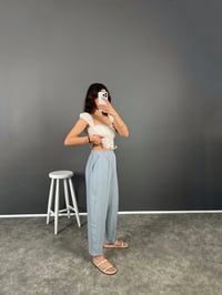 Nien Mavi Tensel Kumaş Şalvar PantolonGausPANTOLONGU008042