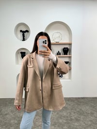 Taila Vizon Astarlı Kemerli Süet Blazer CeketGausCEKETGU008982