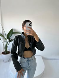 Deri Fermuar Detaylı Crop Ceket GausCEKETGU001760