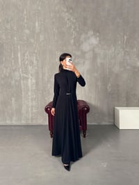 Jerse Siyah Balıkçı Yaka Tasarım Maxi ElbiseGausELBİSEGU00903920