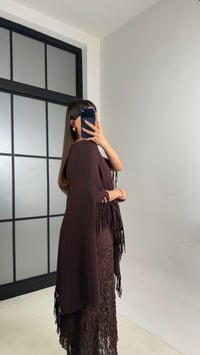 Kahve Püskül Detaylı Tasarım Panço GAUS-01093GAUSPançoGAUS-01093