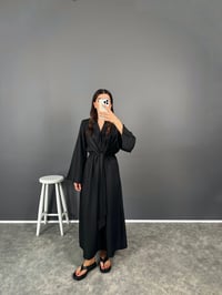 Aury Siyah Önden Bağlamalı Pinterest Keten ElbiseGausELBİSEGU008332
