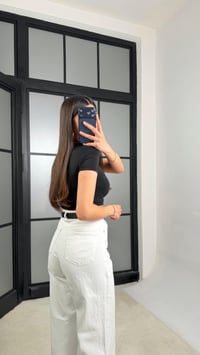 Beyaz Kesik Paça Kemerli Jean GAUS-01305GAUSDENİM PANTOLONGAUS-01305