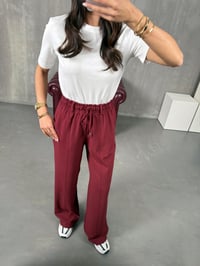 Giyan Bordo Beli Lastikli Çımalı PantolonGausPANTOLONGU100294