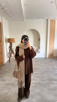 Kahve Kazak Beli Lastikli Pantolon İkili Triko Takım GAUS-00811GAUSTAKIMGAUS-00811