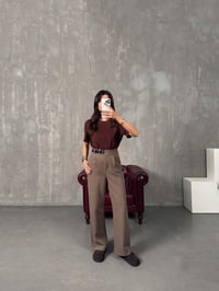 Mocha Kahve Kemer Detaylı Palazzo PantolonGausPANTOLONGU00904376