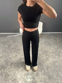 Siyah Fitilli Triko Pantolon GausPANTOLONGU004236