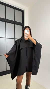 Siyah Premium Tasarım Panço Trençkot GAUS-00156GAUSTRENÇKOTGAUS-00156