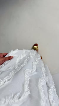 Beyaz Püskül Detaylı Askılı Keten Elbise Gaus00611GausELBİSEGU1002430