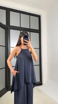 Lacivert Örgü Askılı Tencel Tulum GAUS-01436GAUSTULUMGAUS-01436