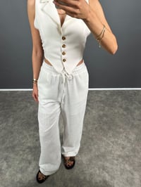 DK Beyaz Astarlı Keten Pantolon GausPANTOLONGU008507