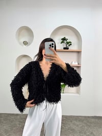 Yuka Siyah Bağlamalı Simli Püsküllü HırkaGausHIRKAGU00903579