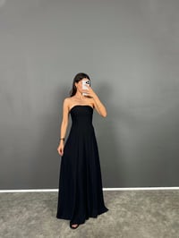 Afro Siyah Straplez Pamuk Karışımlı ElbiseGausELBİSEGU008781