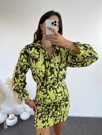 Dio Neon Sarı Çiçekli Elbise GausELBİSEGU00837