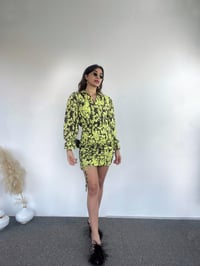 Dio Neon Sarı Çiçekli Elbise GausELBİSEGU00837