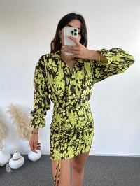 Dio Neon Sarı Çiçekli Elbise GausELBİSEGU00837