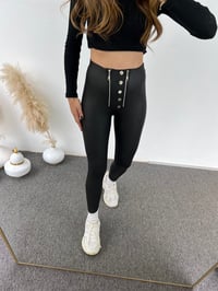 Düğme Detaylı Fermuarlı Mat Deri TaytGausTAYTGU00801