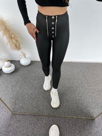 Düğme Detaylı Fermuarlı Mat Deri TaytGausTAYTGU00801