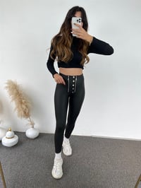 Düğme Detaylı Fermuarlı Mat Deri TaytGausTAYTGU00801