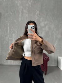 Ressa Sütlü Kahve Fermuarlı Astarlı Cepli Kaşe Muadil CeketGausCEKETGU00903785