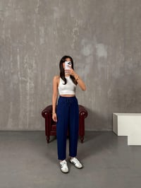 Sofya Lacivert Oysh Muadil Modal Kumaş Balon PantolonGausPANTOLONGU100215