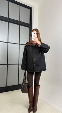 Siyah Deri Yaka Detaylı Astarlı Muadil Ceket GAUS-00732GAUSCEKETGAUS-00732