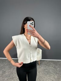 Ekru Omuz Katlamalı YelekGausYELEKGU004362