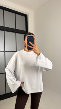 Beyaz Duble Kol Basic Bluz GAUS-00639GAUSالبلوزات GAUS-00639