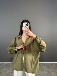 Lulu Haki Oversize Salaş Gömlek GausGÖMLEKGU004758