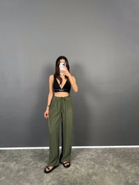 MD Haki Beli Lastikli Cepli Tensel Rahat Dokuma Muadil PantolonGausPANTOLONGU008775